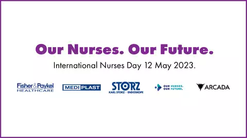 Text Our Nurses, Our Future på vit bakgrund.