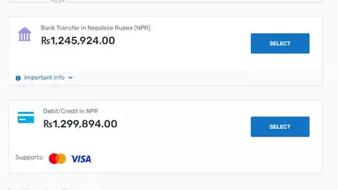 This is the Flywire page where you choose your preferred payment method.