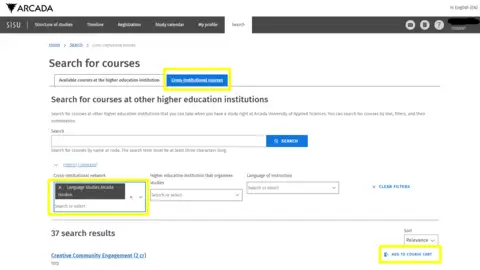 Sisu student search language studies Hanken
