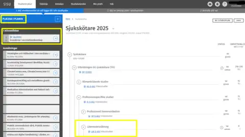 Sisu studiestruktur placera vaccinationskunskap