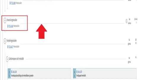 Välj utvecklingstudier i din studieplan steg 1