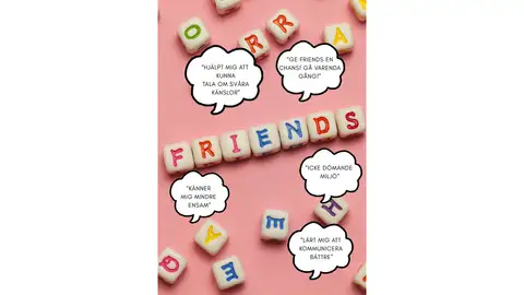 pratbubblor med feedback om friends