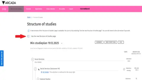 Accessible view of study plan
