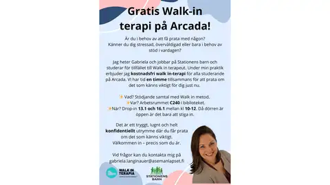 flyer för walk-in-terapi med bild och information