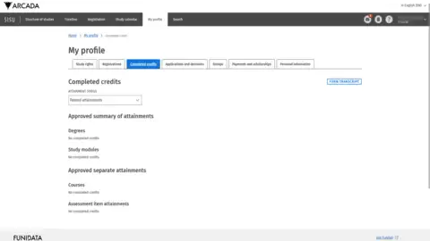 How to see your completed credits in Sisu