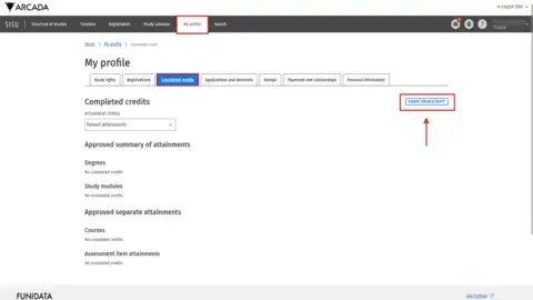 Download a Transcript of records from Sisu
