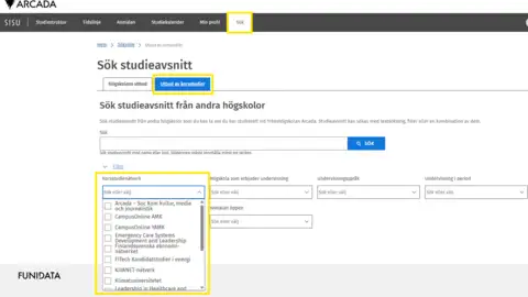 Sök upp utbudet i Sisu