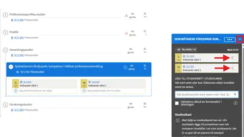 Välj utvecklingsstudier i din plan steg 5