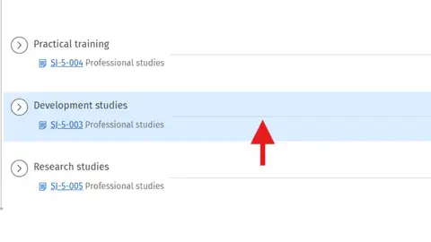 Select development studies in your plan step 2